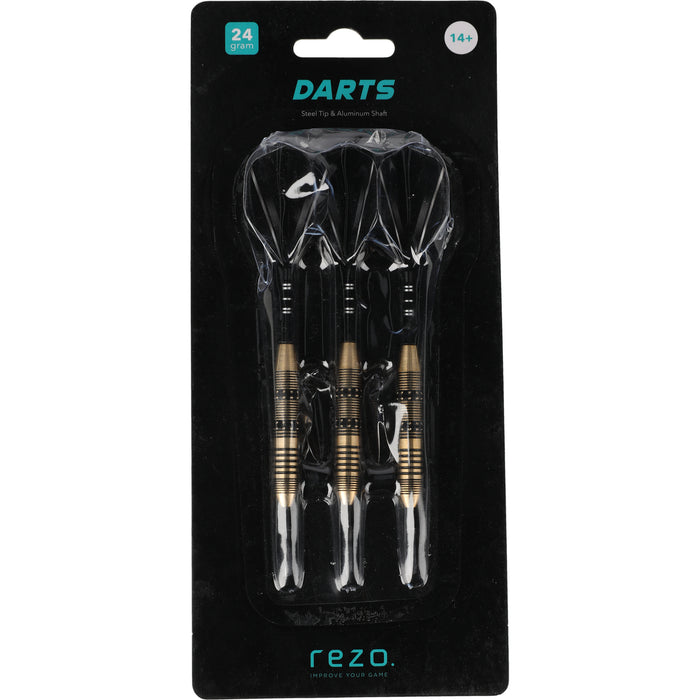 REZO Brass Darts 24g w/ Aluminum Shafts 3pcs Accessories 1001 Black