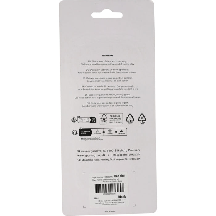 REZO Brass Darts 24g w/ Aluminum Shafts 3pcs Accessories 1001 Black