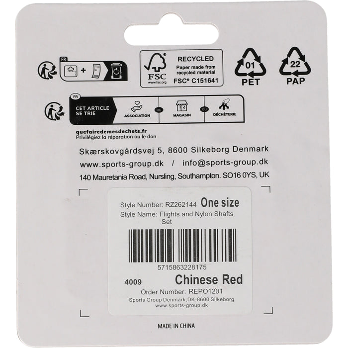 REZO Flights and Nylon Shafts Set Accessories 4009 Chinese Red