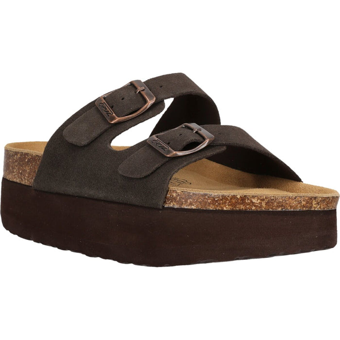 CRUZ Gaze W Leather Chunky Cork Sandal Sandal 5045 Chocolate Brown