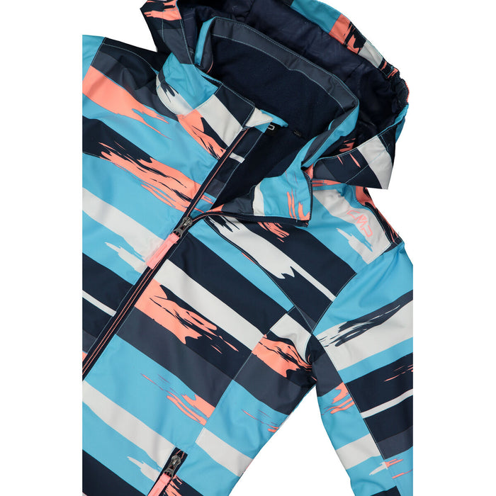 CMP Girl Jacket Snaps Hood Jacket 03ZU Topazio-Bianco-Lotus