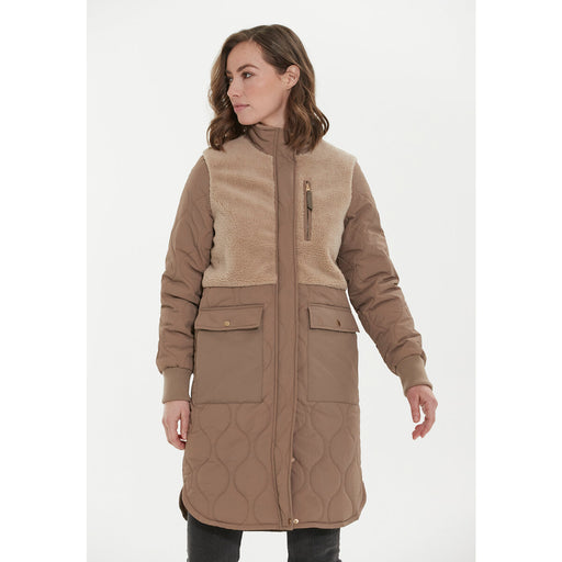 WEATHER REPORT Hollie W Long Quilted Jacket Jacket 1137 Pine Bark
