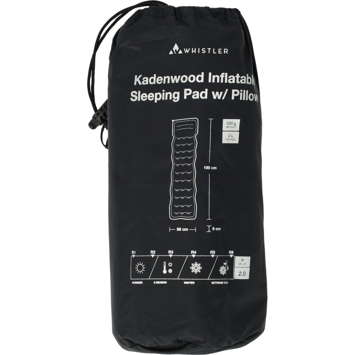 WHISTLER Kadenwood Inflatable Sleeping Pad w/ Pillow Inflating mattress 1001 Black
