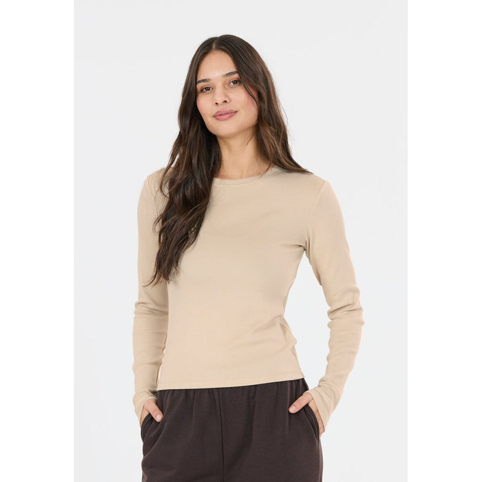 ATHLECIA Lenga W Rib L/S Tee T-shirt 1106 Oatmeal
