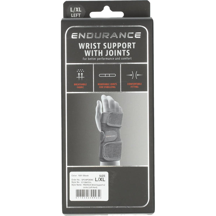 ENDURANCE PROTECH Wrist Support w/ Joints (Right Hand) Protection 1001 Black