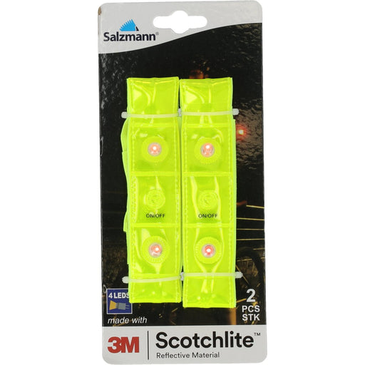 ENDURANCE Reflective Armband with 4 Leds - 2 pack (Salzmann) Salzmann 5001 Safety Yellow