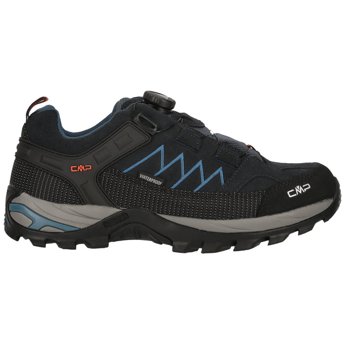 CMP Rigel Low FitGO Trek Shoe WP Leather Shoes 52NU B.Blue-Flash Orange