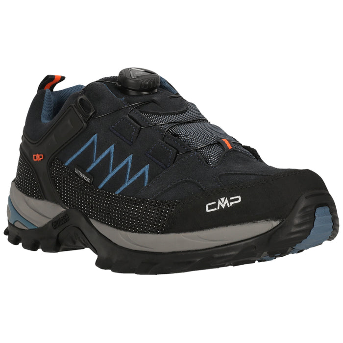 CMP Rigel Low FitGO Trek Shoe WP Leather Shoes 52NU B.Blue-Flash Orange