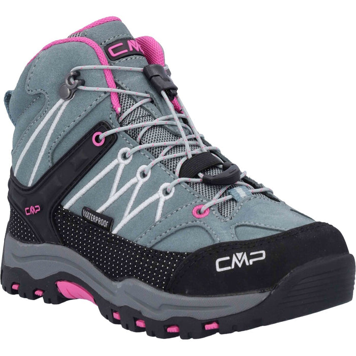 CMP Rigel Mid WP Boot Kids Boots 14EM Mineral Green-Purple Fluo