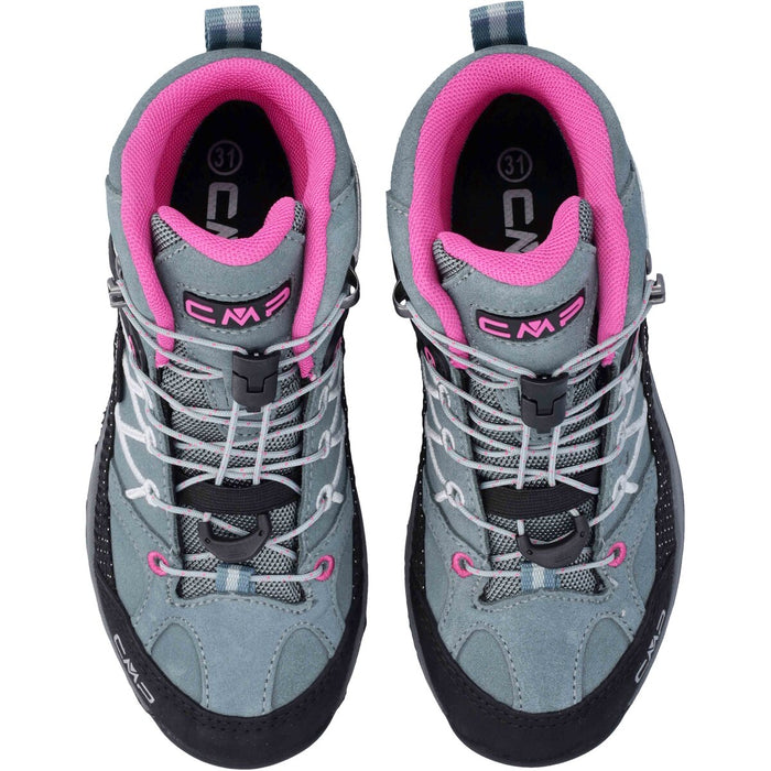 CMP Rigel Mid WP Boot Kids Boots 14EM Mineral Green-Purple Fluo