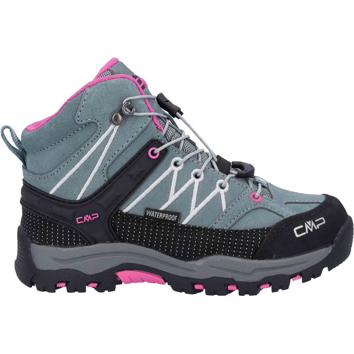 CMP Rigel Mid WP Boot Kids Boots 14EM Mineral Green-Purple Fluo
