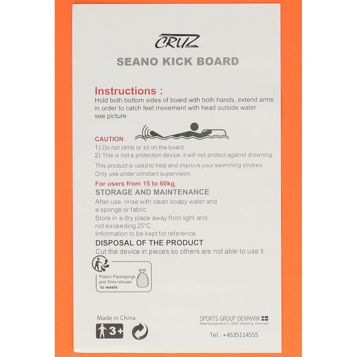 CRUZ Seano Kick Board Swimming equipment 5003 Vibrant Orange